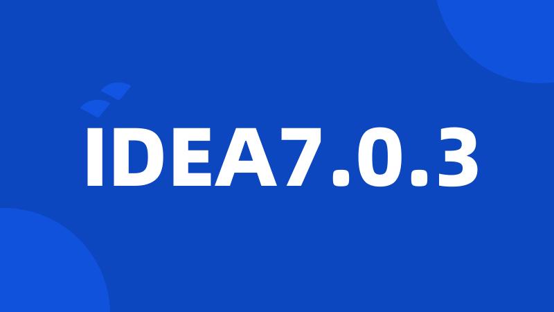 IDEA7.0.3