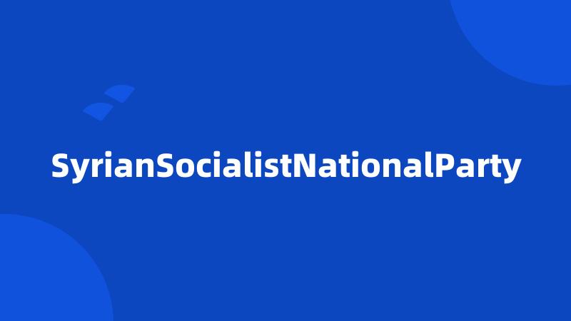 SyrianSocialistNationalParty