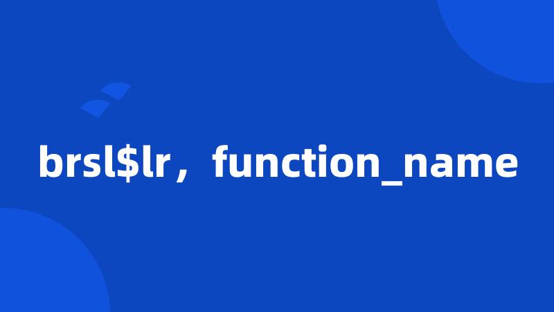 brsl$lr，function_name