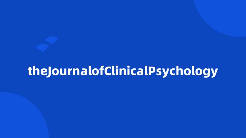 theJournalofClinicalPsychology