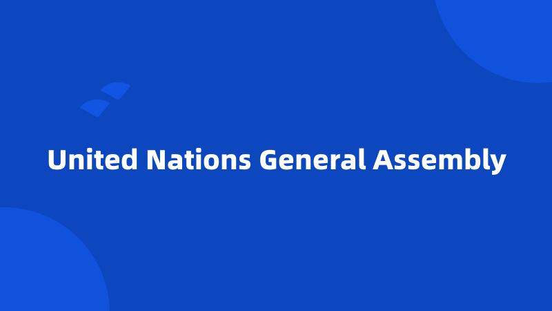 United Nations General Assembly