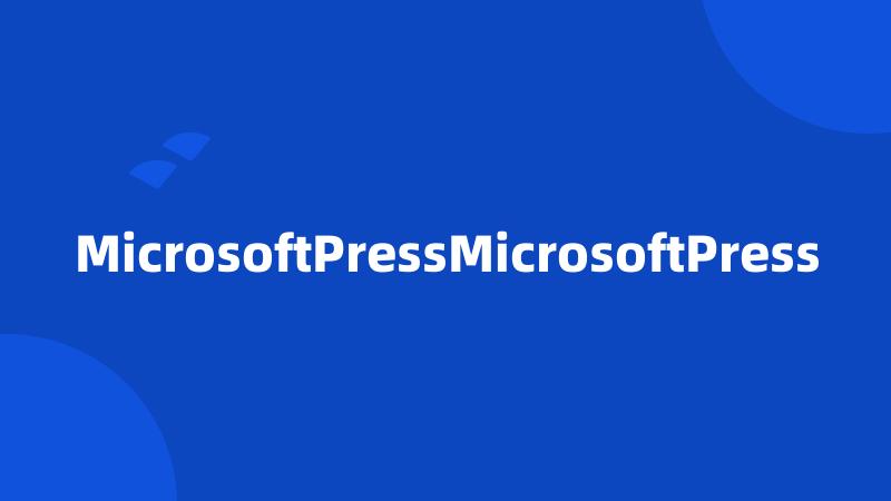 MicrosoftPressMicrosoftPress