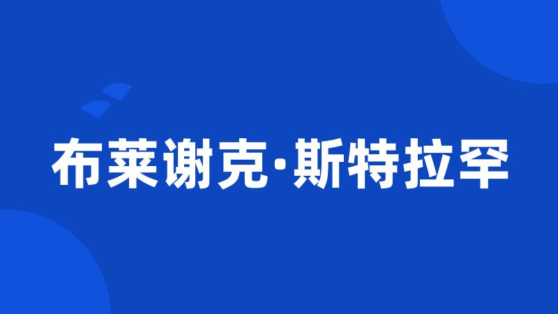 布莱谢克·斯特拉罕