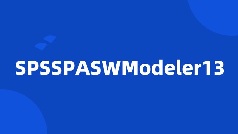 SPSSPASWModeler13