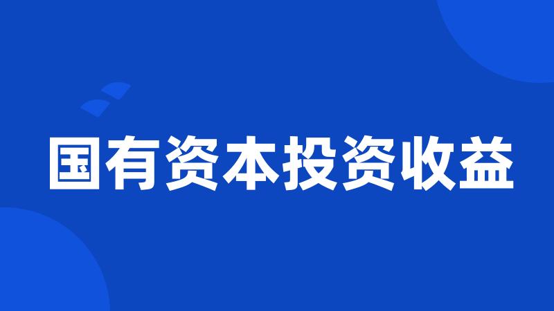 国有资本投资收益