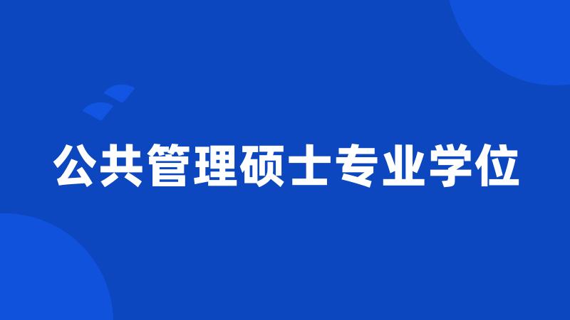 公共管理硕士专业学位