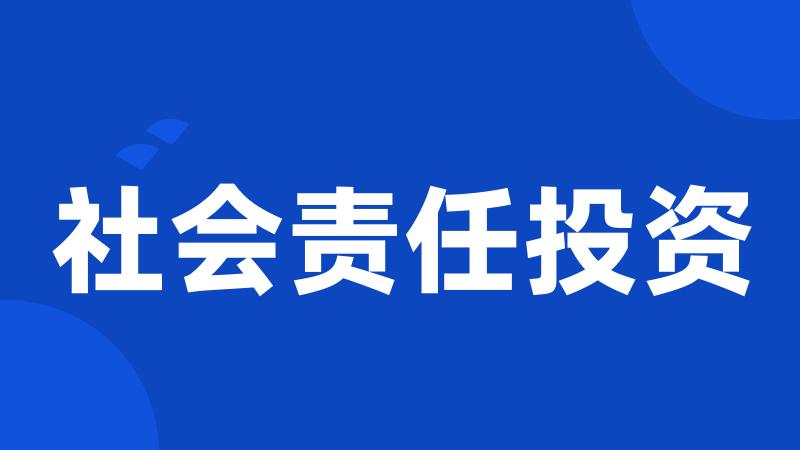 社会责任投资